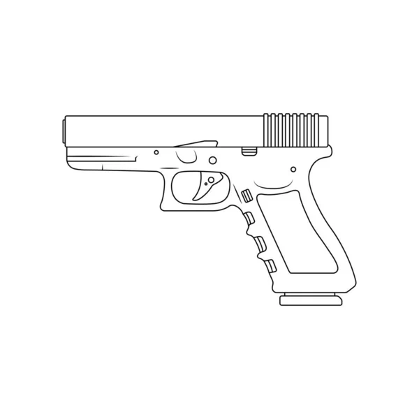 Handgun Glock Outline Icon Illustration White Background — Stock Vector