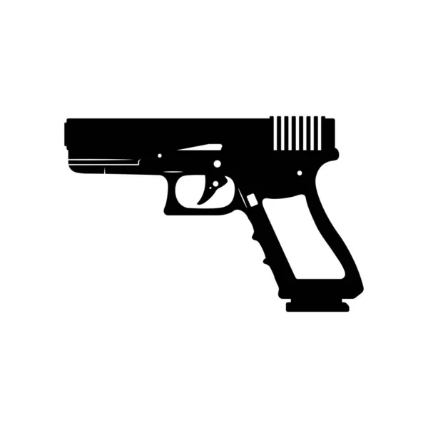 Glock Handgun Silhouette Чорна Біла Ікона Розробляє Елементи Ізольованому Білому — стоковий вектор