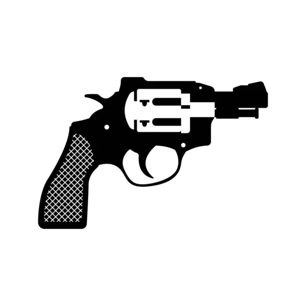 Revolver Gun Silhouette Black White Icon Design Elements Isolated White — Stock Vector