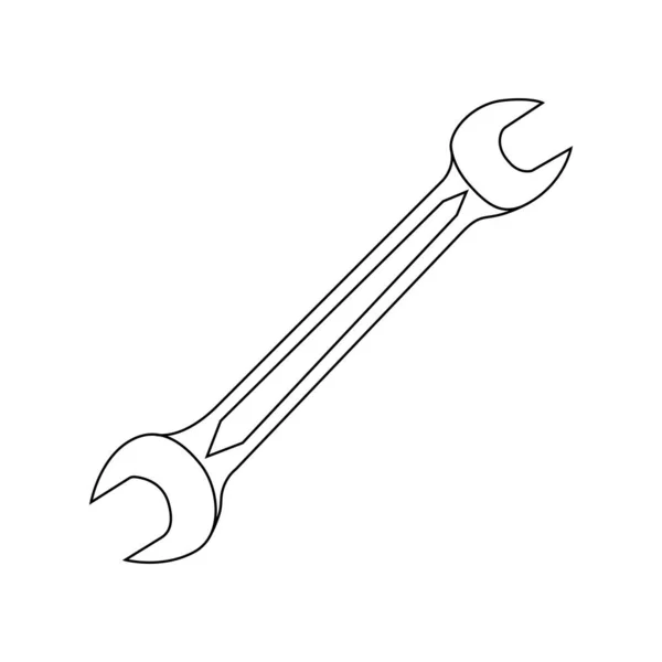 Wrench Outline Icon Illustration White Background — Stock Vector