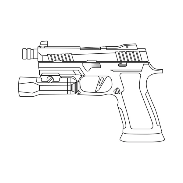 Handgun P320 Glock Outline Icon Illustration White Background — Stockvector