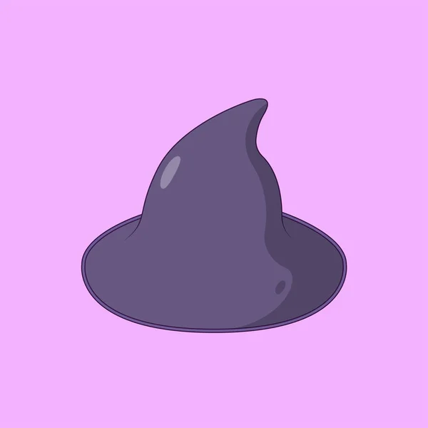 Witch Hat Vector Icon Illustration Halloween Vector Flat Cartoon Style — Stock Vector