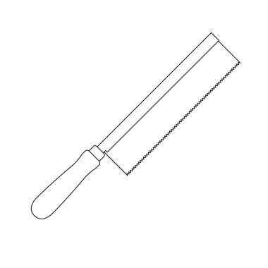 Hand Saw Outline Icon Illustration on White Background