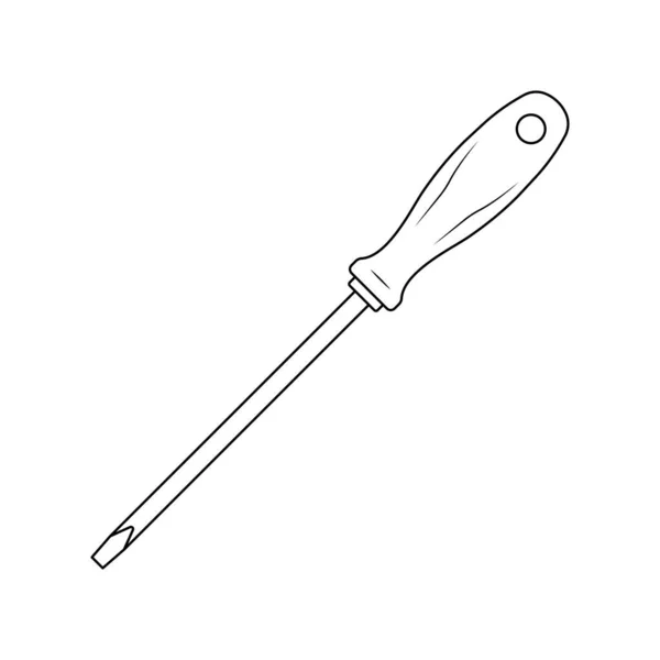 Screwdriver Outline Icon Illustration White Background — Stockový vektor