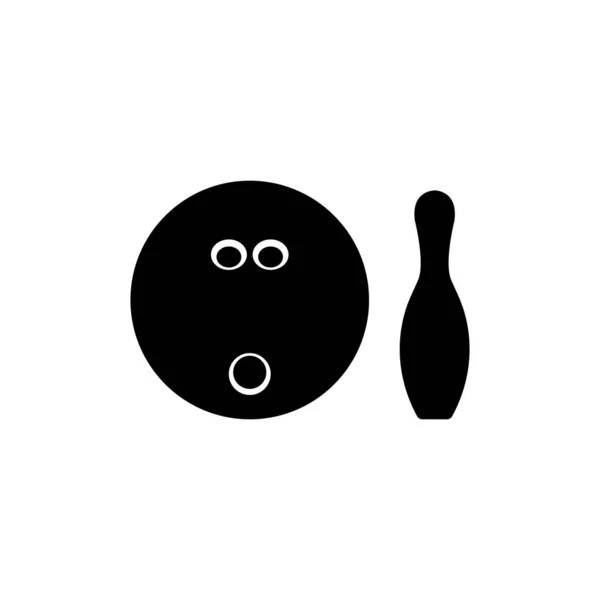 Bowling Ball Pin Silhouette Black White Icon Design Elements Isolated — Stockvektor