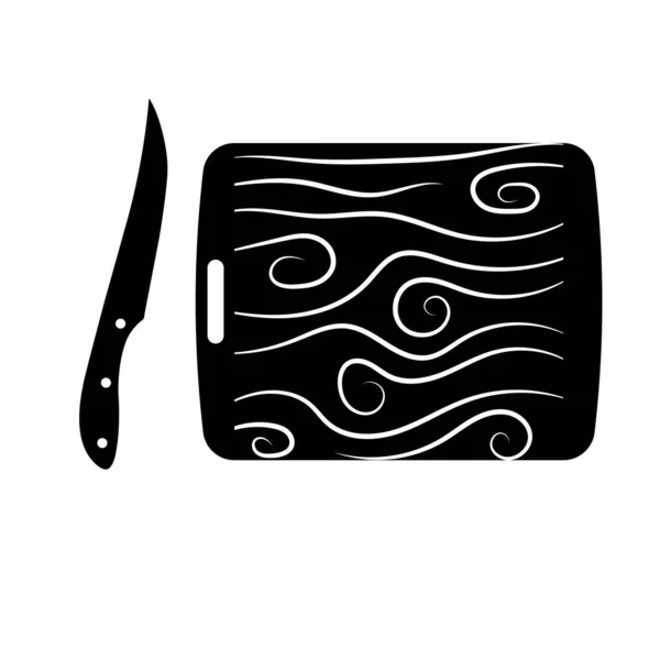 Chopping Board Knife Silhouette Black White Icon Design Elements Isolated — Wektor stockowy