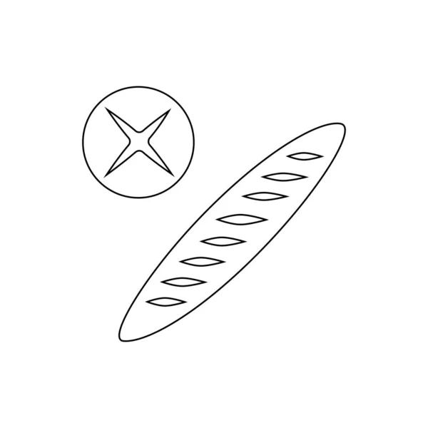 Bread Baguette Outline Icon Illustration White Background — Stok Vektör