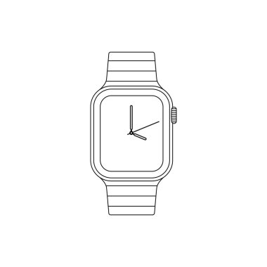 Wristwatch Outline Icon Illustration on White Background