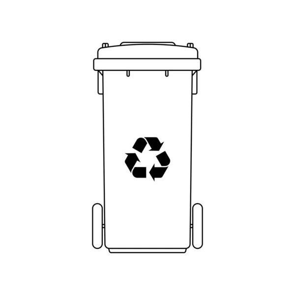 Recycle Bin Outline Icon Illustration White Background — Image vectorielle