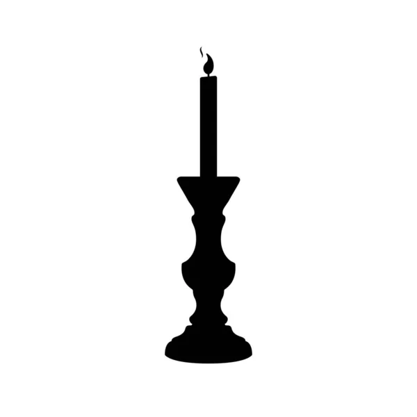 Candlestick Silhouette Чорна Біла Ікона Розробляє Елементи Ізольованому Білому Фоні — стоковий вектор