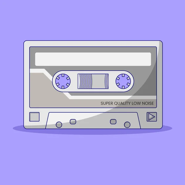 Cassette Tape Vector Illustration Audio Recorder Vintage Item Flat Cartoon — 스톡 벡터