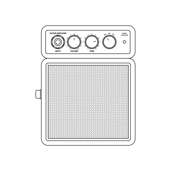 Icône Amplificateur Guitare Dans Style Contour Sur Fond Blanc Convient — Image vectorielle