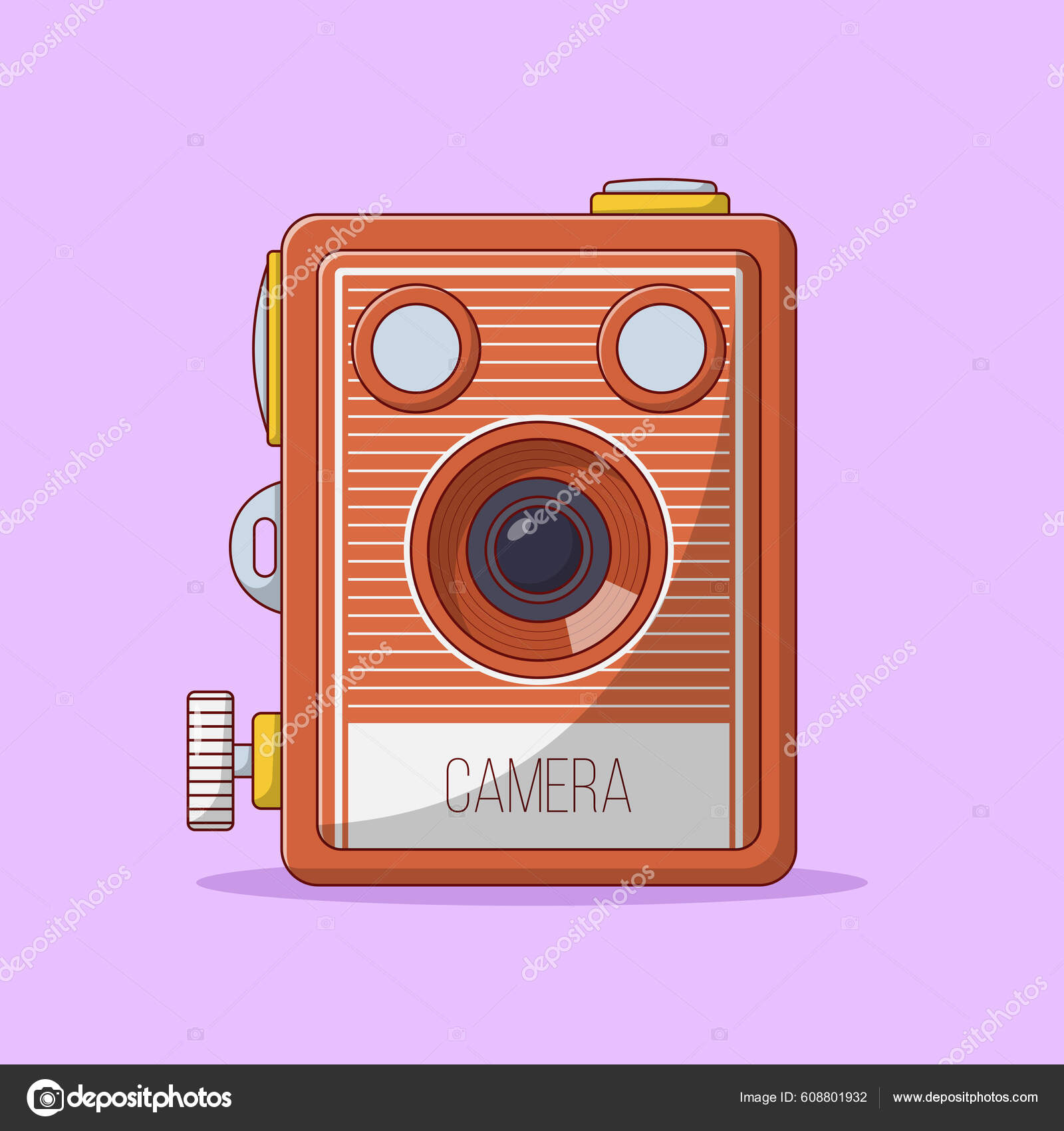 Vintage Camera Vector Illustration Photography Retro Item Flat Cartoon