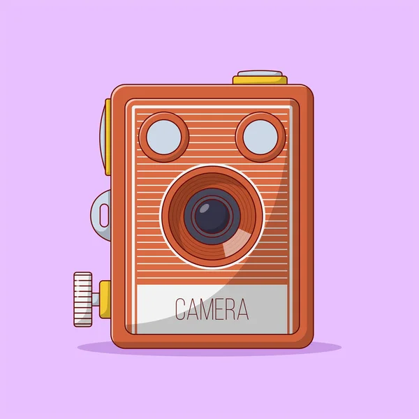 Vintage Kamera Vektörü Llüstrasyonu Fotoğrafçılık Retro Ögesi Web Niş Sayfası — Stok Vektör