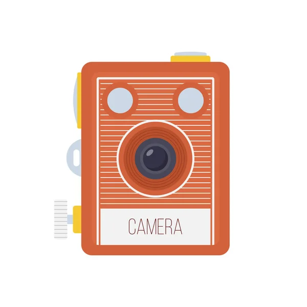 Vintage Camera Ilustração Plana Elemento Design Ícone Limpo Fundo Branco — Vetor de Stock