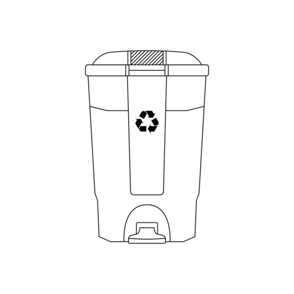 Recycle Bin Outline Icon Illustration White Background — Stock vektor