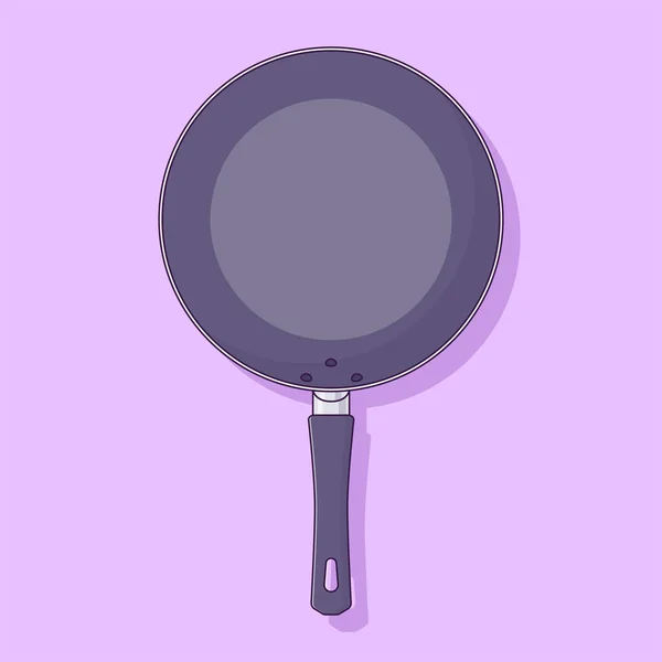 Frying Pan Vector Icon Illustration Kitchenware Vector Flat Cartoon Style — Stock Vector