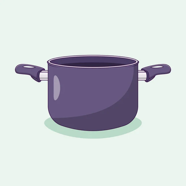 Cooking Pot Vector Icon Illustration Stewing Pan Vector Flat Cartoon — Stock Vector