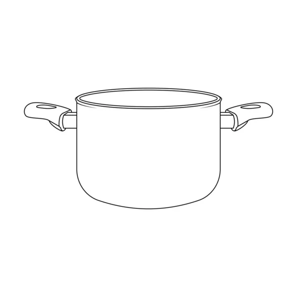 Illustration Icône Contour Pot Cuisson Sur Fond Blanc — Image vectorielle