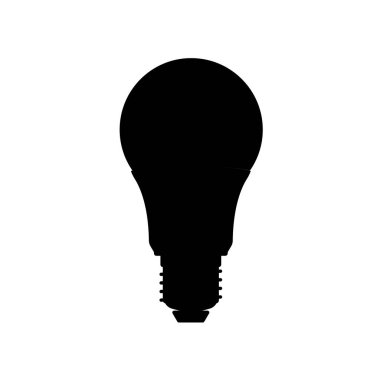 Ampul Silueti. İzole edilmiş Beyaz Arkaplanda Siyah ve Beyaz Simge Tasarım Elementleri