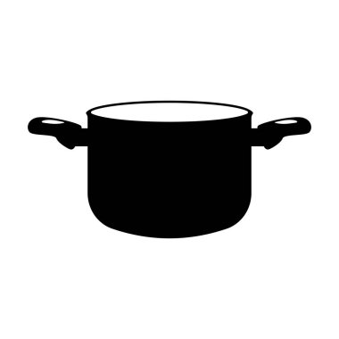 Tencere Silueti Pişiriyorum. İzole edilmiş Beyaz Arkaplanda Siyah ve Beyaz Simge Tasarım Elementleri