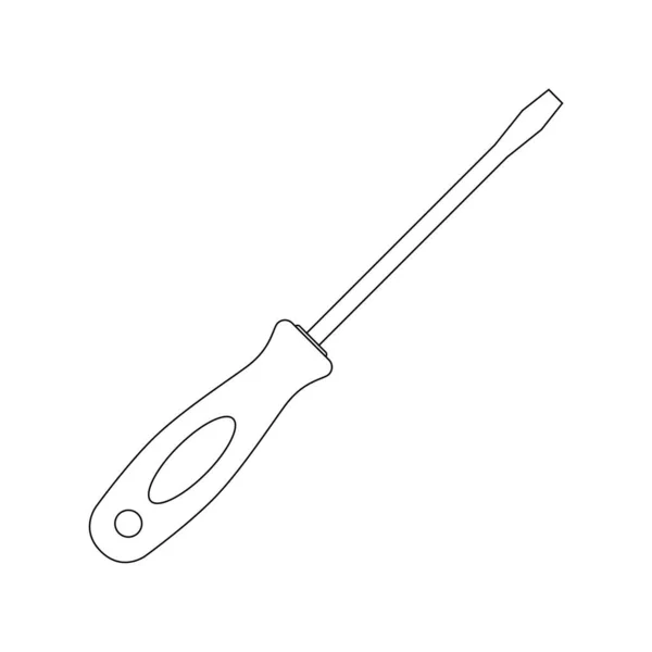 Flat Head Screwdriver Outline Icon Illustration White Background — Stock Vector