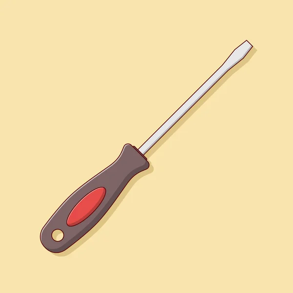 Flat Head Screwdriver Vector Icon Illustration Інструменти Вектор Flat Cartoon — стоковий вектор