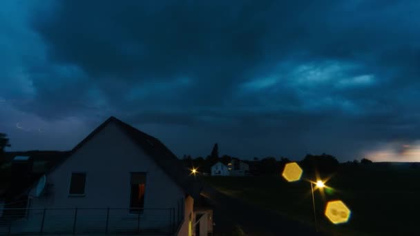 Time Lapse Storm Cloud Moving Rural Landscape Evening Twilight — Stockvideo