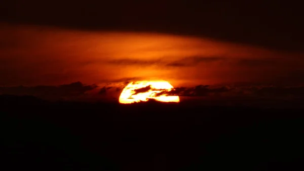 Beautiful Sunset Front Black Silhouette Clouds — Fotografia de Stock