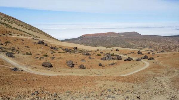 Frozen Lava Rocks Called Teide Eggs Front Hiking Path Way — 图库照片