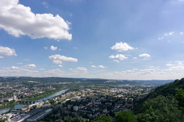 Aerial View Trier Beautiful Summer Day Blue Sky Clouds Moselle — Stockfoto