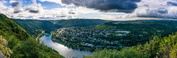 Landscape Panorama River Moselle Traben Trabach Trier Germany — 스톡 사진