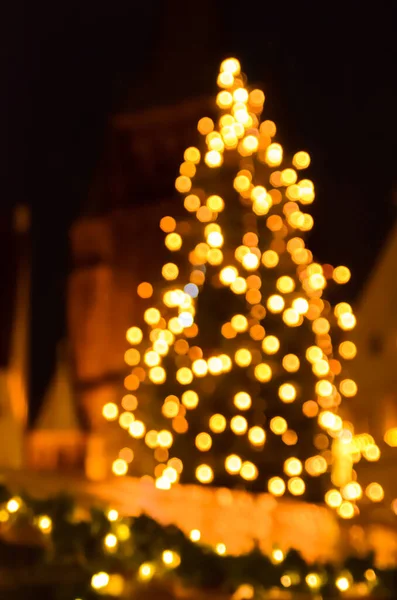Blurred Image Bokeh Christmas Tree German Christmas Market Night — Stock Photo, Image