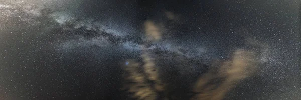 Panoráma Tejút Galaxis Égen Nyári Éjszaka Felhők — Stock Fotó