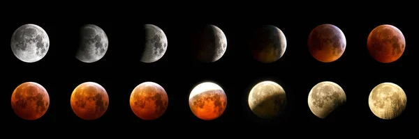 Imagen Compuesta Eclipse Lunar Que Muestra Fases Progresivas Color Plata — Foto de Stock