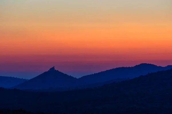 Puesta Sol Sobre Las Colinas Croacia — Foto de Stock