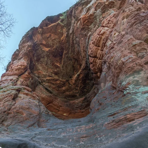 Genoveva Grotta Röd Sandsten Klippformation Eifel Nära Trier Tyskland — Stockfoto