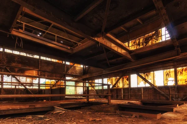 Abandoned Empty Industrial Plant Hall Steel Factory Hall Luxembourg — Stock Photo, Image