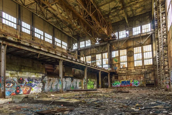 Abandonada Sala Máquinas Vazia Uma Fábrica Aço Luxemburgo — Fotografia de Stock