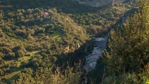 Gyllene Solljus Morgonen Över Kanjonen Naturen Riserva Cavagrande Del Cassibile — Stockvideo