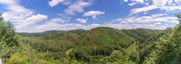 Panorama Van Het Prachtige Eifellandschap Van Het Lieserdal Met Bos — Stockfoto