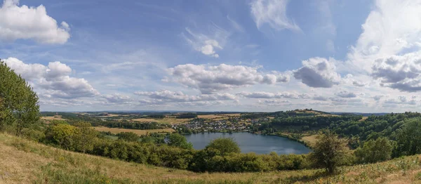 Panorama Lago Cratera Vulcânica Verão Alemanha Schalkenmehren — Fotografia de Stock