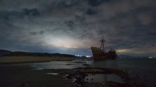 Karanlık Atmosferik Karamsar Bir Zaman Kayması Dimitrios Gece Boyunca Gökyüzünde — Stok video