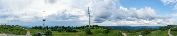 Panorama Hornisgrinde Med Telekommunikationstorn Och Vindkraftverk Nära Seebach Schwarzwald Baden — Stockfoto