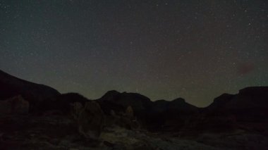 Taştan orman üzerinde kutupları olan hareketli yıldızlar Geopark Agios Nikolaos ve fosilleşmiş ağaç gövdeleri, Mora, Yunanistan