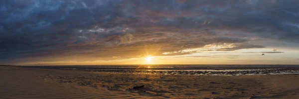 Panorama Sunset Dramatic Moody Cloudy Sky Ocean North Sea Haan — Foto de Stock