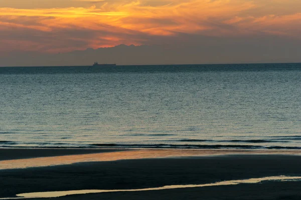 Hermoso Crepúsculo Después Puesta Del Sol Costa Ópalo Francés Mar — Foto de Stock