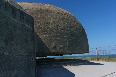 Alman 2. Dünya Savaşı 'nın ayrıntıları Pointe du Hoc, Cricqueville-en-Bessin, Normandiya, Fransa' daki beton sığınak