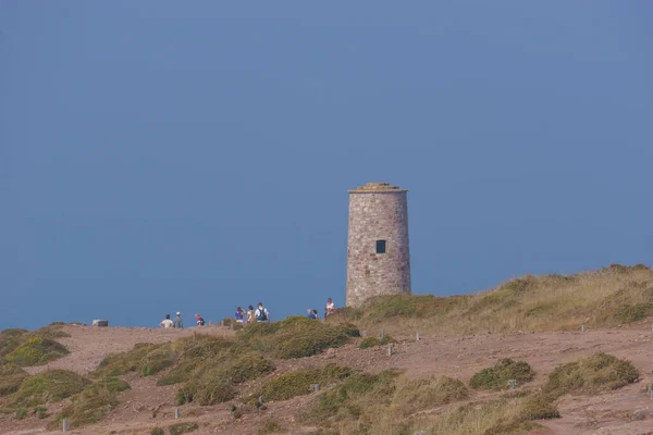 Cap Frehel Eski Deniz Feneri Kulesi Yazın Fundalarla Kaplanmış Cotes — Stok fotoğraf