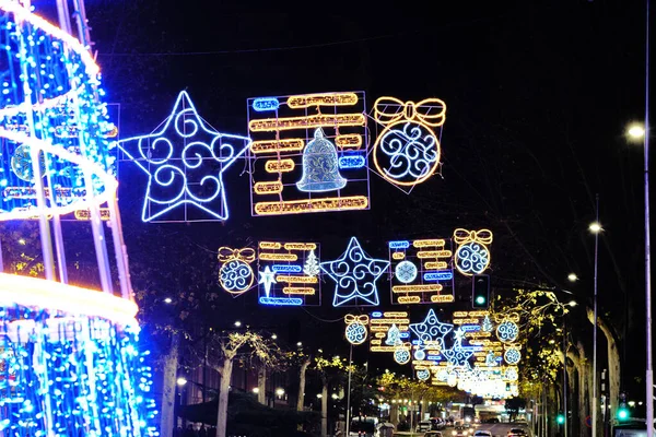 Éclairage Public Noël Dans Ville — Photo